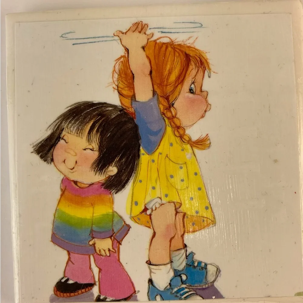 Little Blessings Ceramic Coaster Set of 6 Art Tile Handmade Decoupage